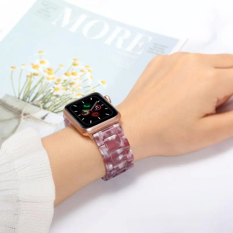 Иммитационный керамический ремешок для часов iWatch Apple Watch Series 5 4 3 2 1 44 мм 42 мм 40 мм 38 мм ремешок из смолы браслет на запястье
