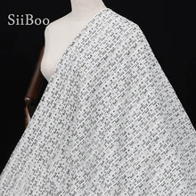 Черно-белое геометрическое плетение 80% льняная твидовая ткань