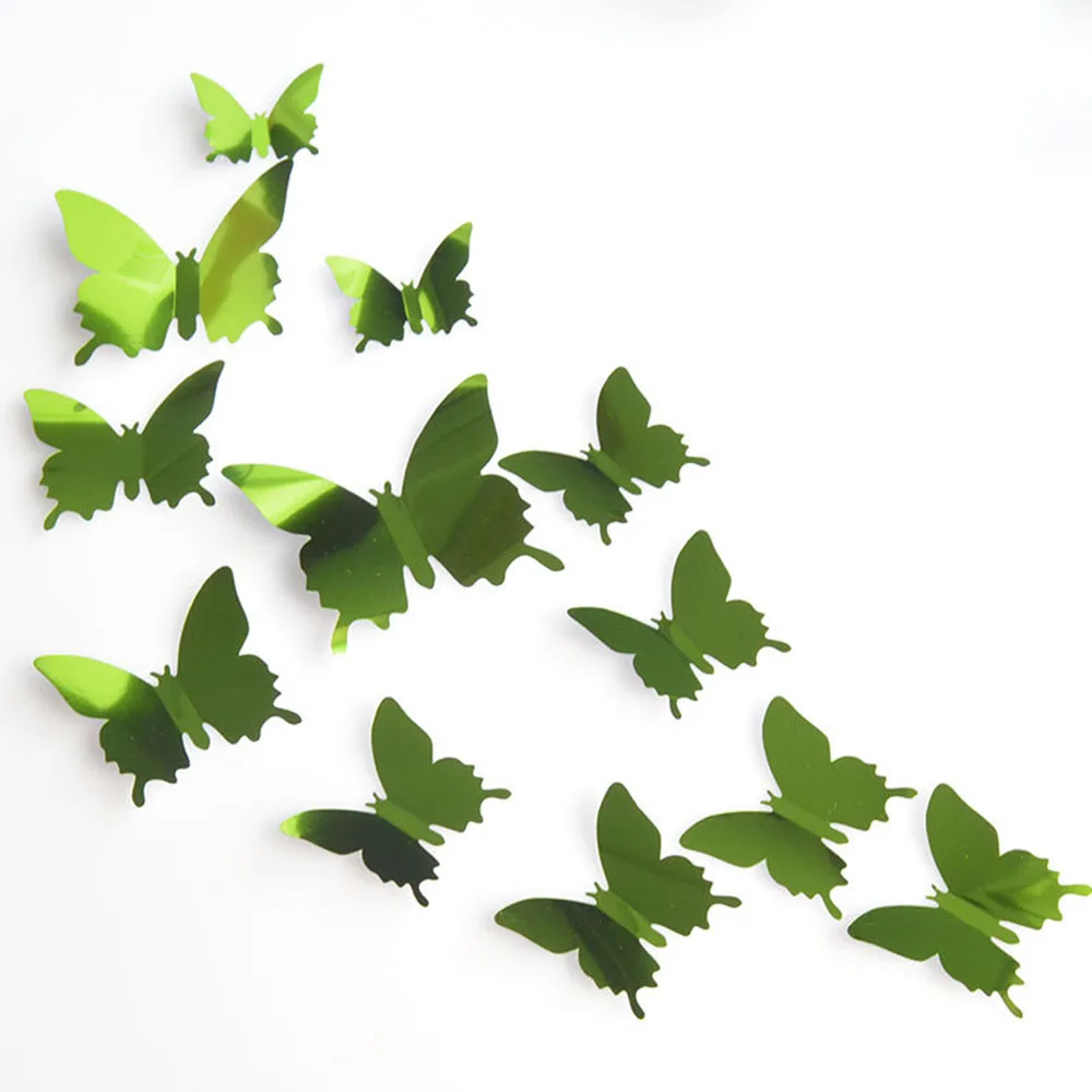 Набор зеркальных наклеек на стену в виде бабочек (12 шт.)|Наклейки стену| |