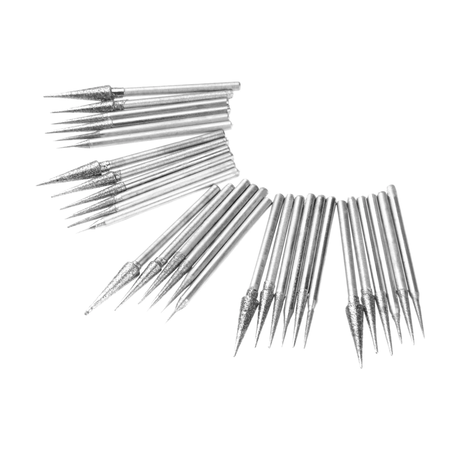 

30Pcs 2.35x1/1.5/2/2.5/3/4mm Diamond Grinding Head Needle Bits Burrs Metal Stone Jade Engraving Carving Tools For Dremel Tools