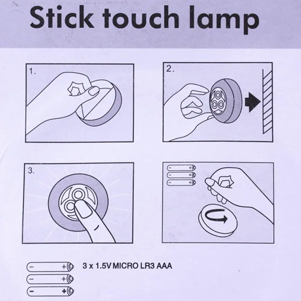 Аварийный Настенный мини-светильник 3 светодиодных касания настенное освещение
