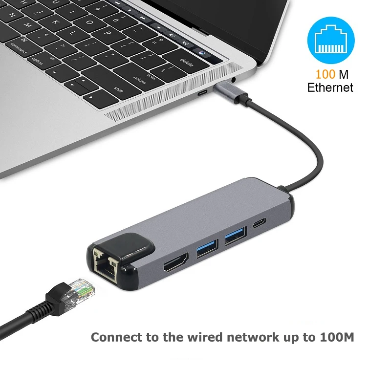 Плата-концентратор TRUMSOON Type-c к RJ45 Ethernet 4K HDMI USB C 3 0 SD TF док-станция для MacBook Samsung Dex Dell