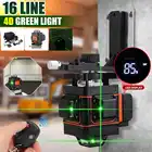 Самонивелирующийся лазерный уровень, пересечение линий 4D, 16 линий, супермощный литий-ионный аккумулятор зеленого цвета с футляром для хранения, чехол с европейской вилкой