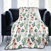 alpaca cactus flannel blanket bedroom sheets living room sofa towel adult children quilt 6080 inches