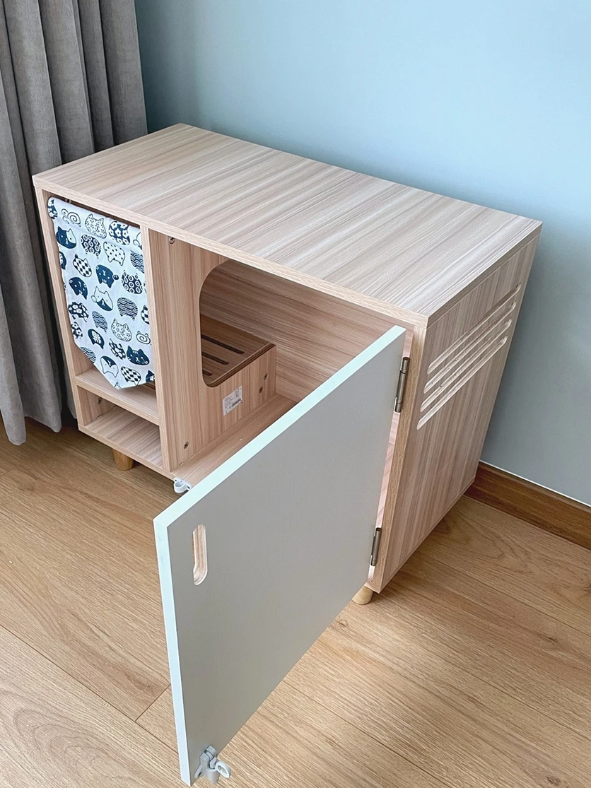 Japanese-Style Solid Wood Cat Toilet Closed Anti-Splash Deodorant Cabinet Litter Box Furniture | Bedpans