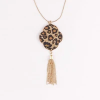moroccan leopard leather long chain morocco pendant necklaces mama gift leopard leather morocco pendant tassel sweater necklaces