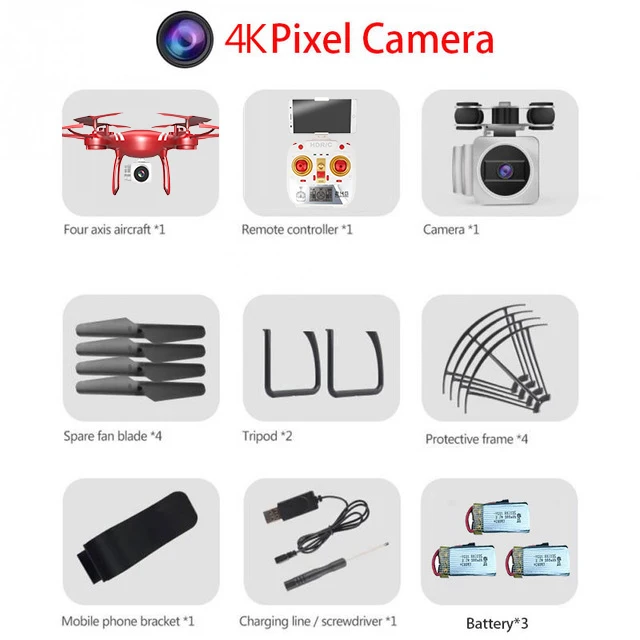 Red 4K Camera 3B RC WI-FI с видом от первого лица Квадрокоптер 4K HD Камера Дрон профессиональной воздушной видео 6 Axis Gyro 4 Каналы р/у вертолет Квадрокоптер с высокой фиксацией - Цвет: Red 4K Camera 3B