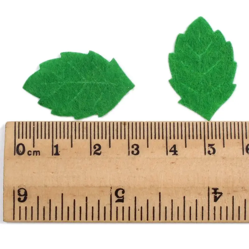 

200Pcs/Bag Green Leaves Leaf Card Making Decorating DIY Sewing Crafts Felt Handcraft Applique Wall Stickers 30mm