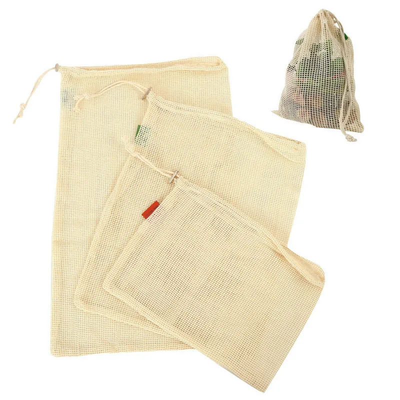 Сумка для хранения овощей из хлопковой сетки 9 шт. Экологически чистая