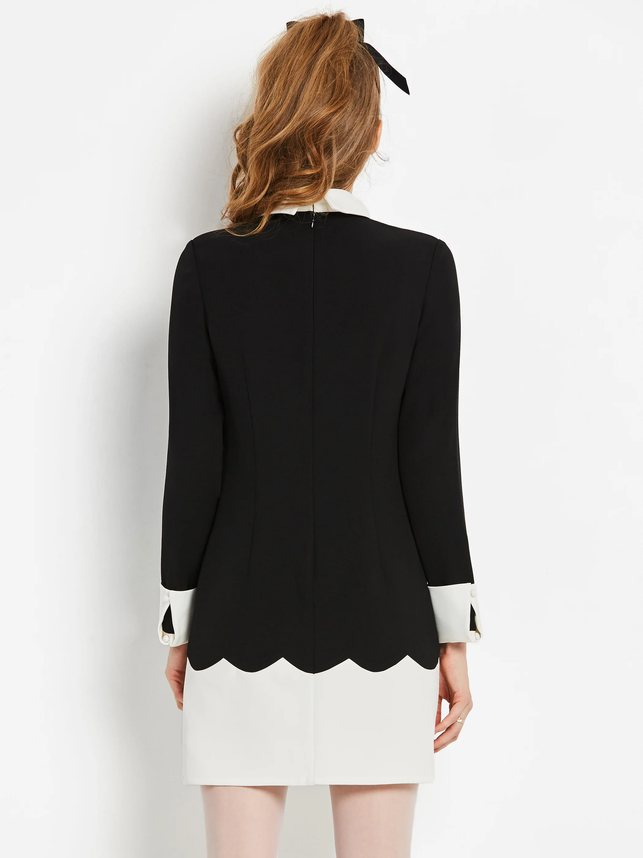 

Women Mini Dresses Sweet Black Vintage Office Lady Preppy Patchwork Elegant Female Fashion Casual Retro Summer Short