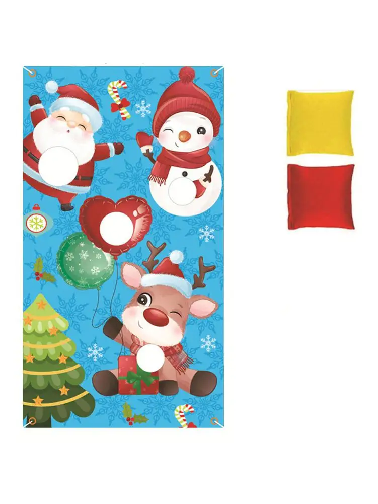 

Christmas Beanbag Toss Game - Throwing Game With Bean Bags Banner Corn Hole Game Set For Holidays Outdoor Party Games Kids Adul