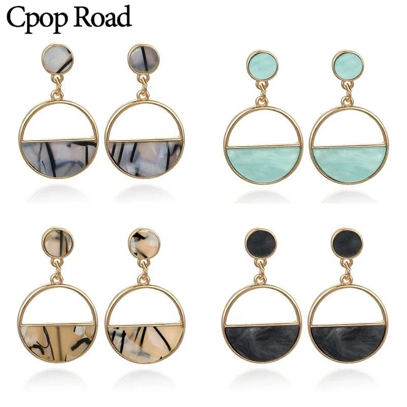 Женские полимерные серьги Cpop пусеты в форме полумесяца из акрила и мрамора