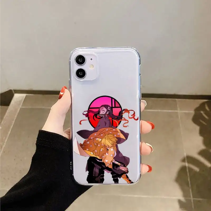 

Japan Demon Slayer Phone Cases Transparent for iPhone 6 7 8 11 12 s mini pro X XS XR MAX Plus