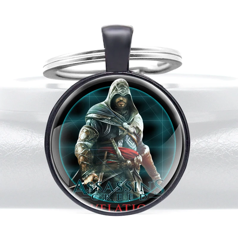 Цепочка для ключей с металлической подвеской в виде кабошона | Украшения и