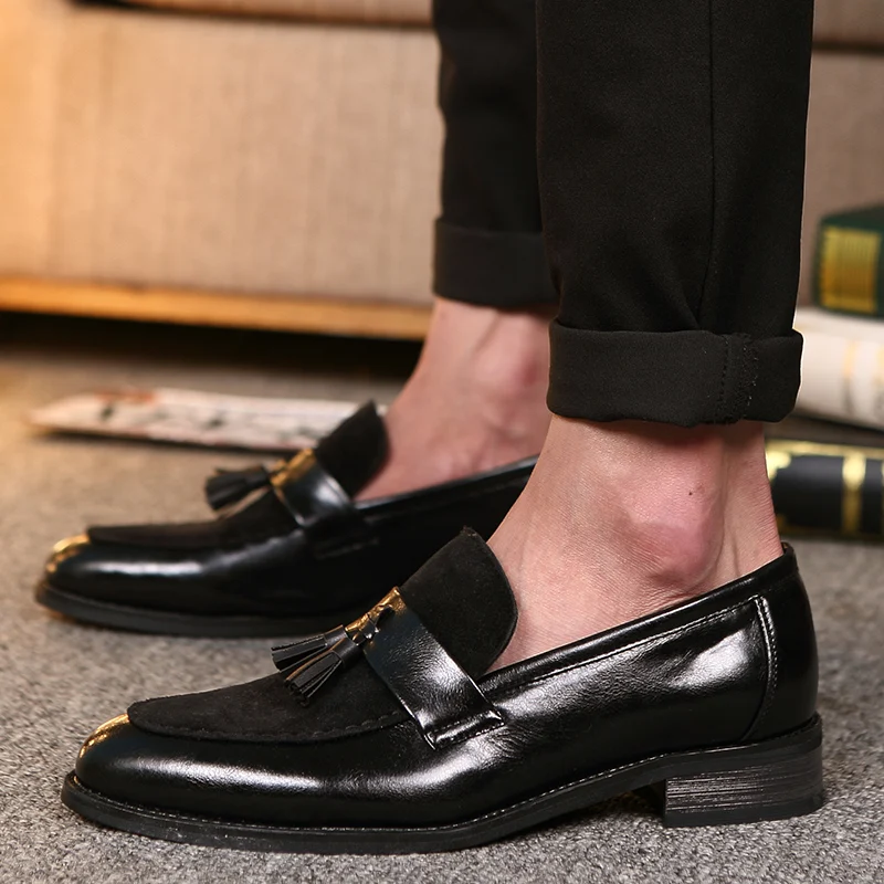 Бренд Сезон весна-осень Мужские туфли с кисточками из замши высокого качества