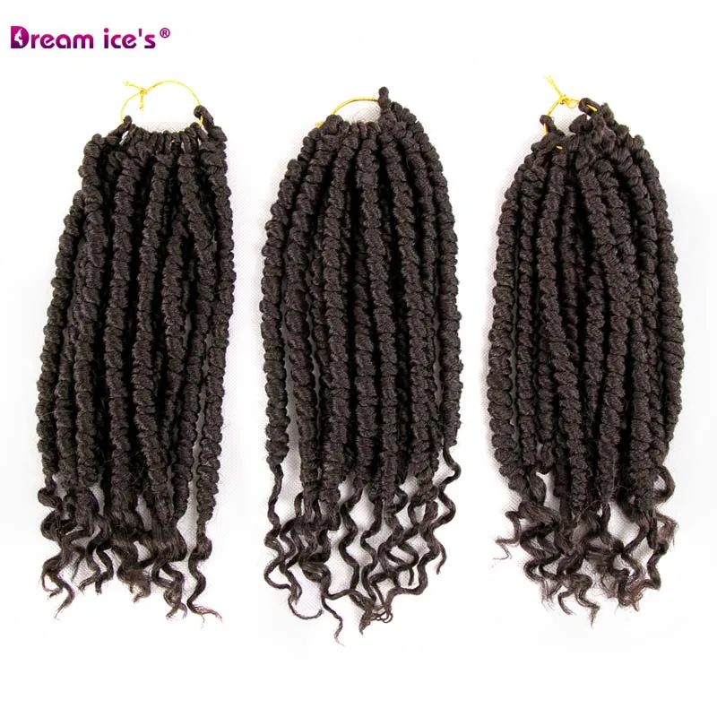 

Afro Synthetic Ombre Faux Locs Curly Crochet Braids Hair kinky Braiding Bundle Spring Twist Fiber Braid 14" 24 roots/pack