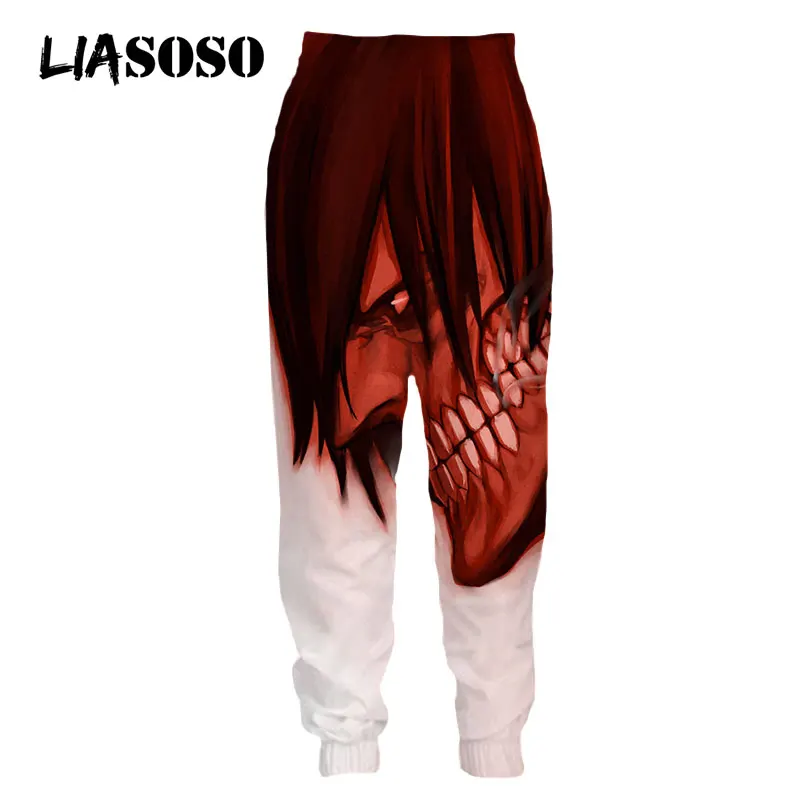 

LIASOSO 3D Print Unisex Anime Attack on Titan Tooth Fashion Sweatpants Casual Harajuku Sweat Pants Baggy Street Hip Pop Pants