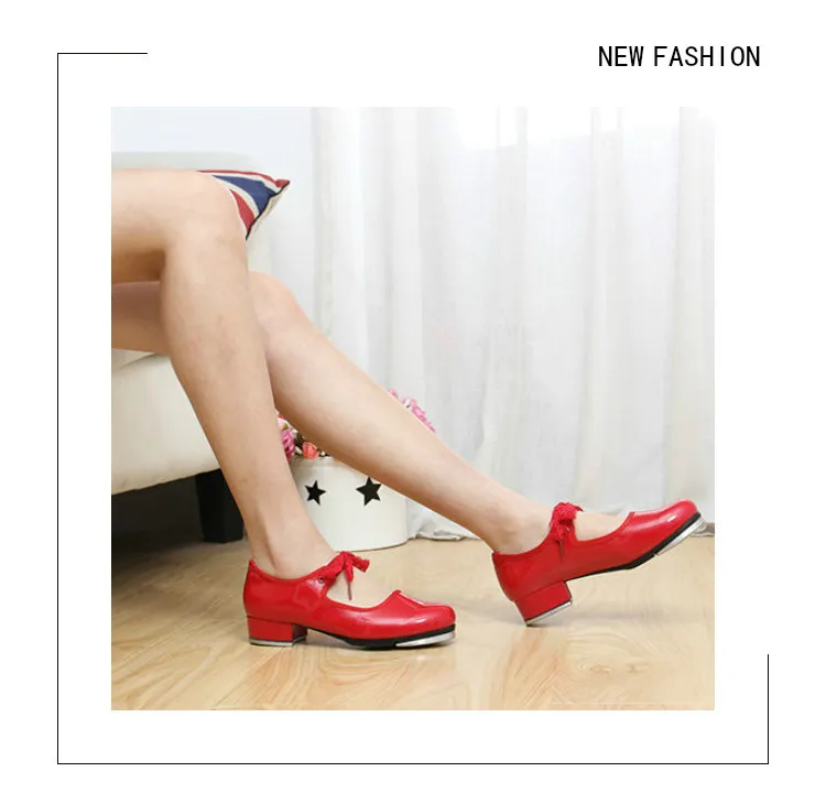 Туфли для девочек красные белые лакированные с гибкой лентой завязками удобные