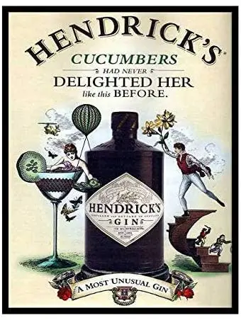 

SmartCows Retro Tin Sign 8 X 12 Inches Hendricks Gin Never Delighted Her Like This Before Vintage Style Metal Adverti