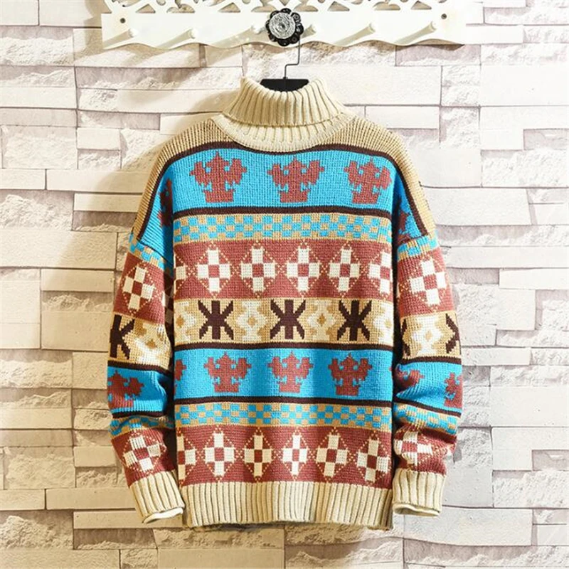 Мужской свитер с высоким воротником модель 2020 года модные тонкие вязаные свитера