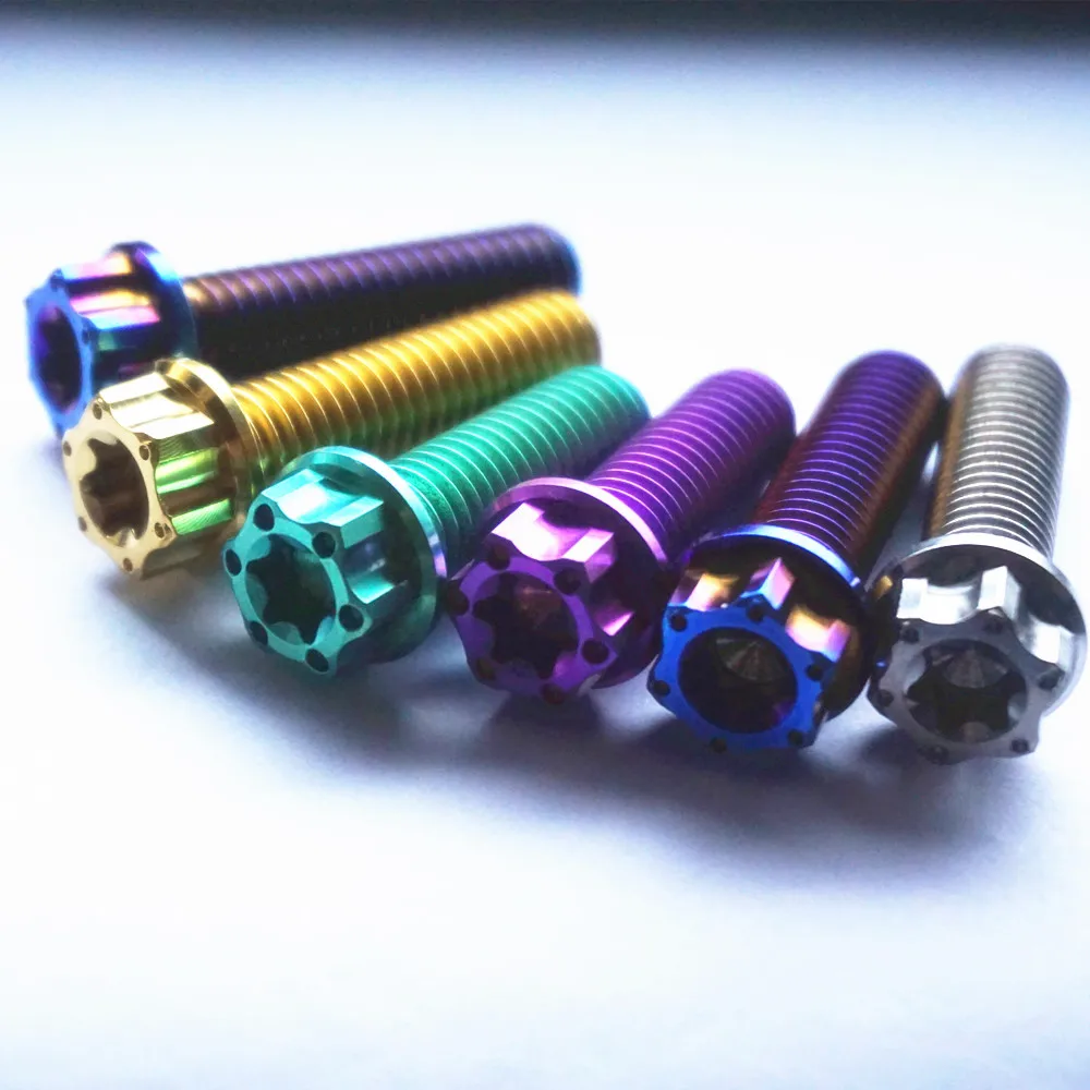 

4pcs Burn Blue Titanium Screws M8 x 15 20 25 30 40 Torx Flange Ti Bolts for Motorcycle DIY Decoration Repair Ti Fasteners