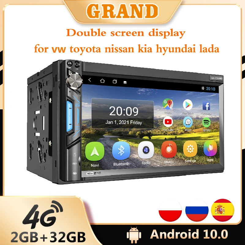 Автомагнитола GRAND 71BT Pro универсальная мультимедийная система на Android с GPS 7 &quotэкраном для Toyota Nissan Lada
