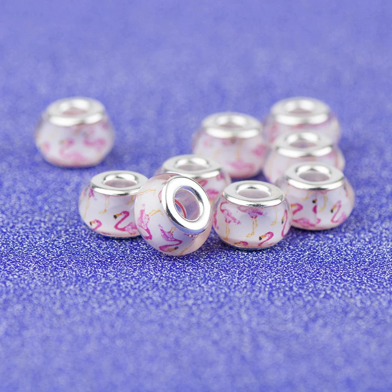 Подходит для оригинального браслета Pandora прекрасный Фламинго бусины амулеты Kawaii
