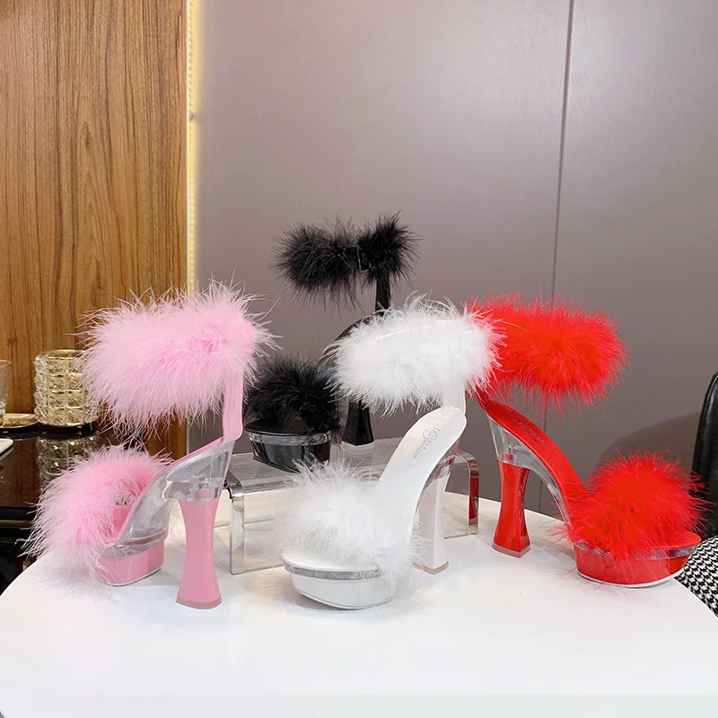 Прозрачные босоножки на водонепроницаемой платформе Обувь с ремешком Женская