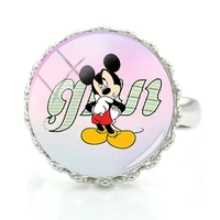 disney temperament girl ring mickey mouse art picture glass cabochon ring ladies men souvenirs gifts