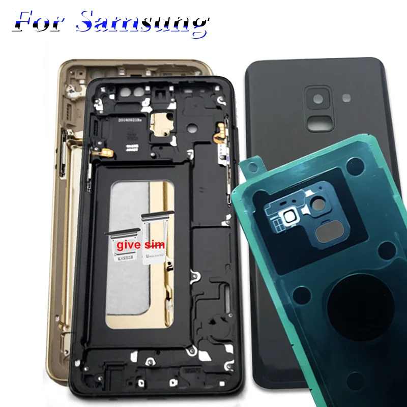 Для Samsung Galaxy A8 2018 SM-A730F A730 A730F средняя пластина корпус Стеклянная Крышка