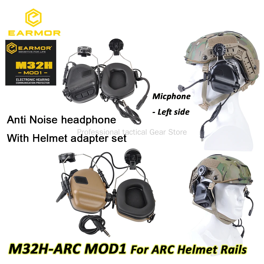 

OPSMEN Earmor Тактический M32H анти Шум наушников с шлем рельсовый адаптер Набор для дуги быстро шлем Airsoft наушники гарнитура