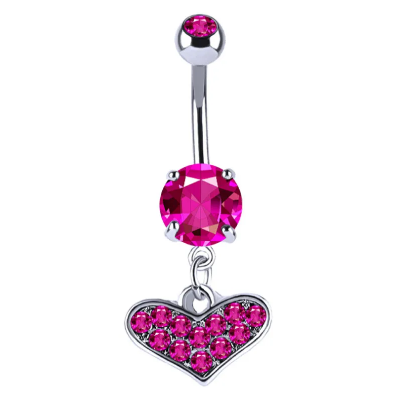 Серьги для пупка живота стальные пупырчатые кольца Хрустальный пирсинг сердце