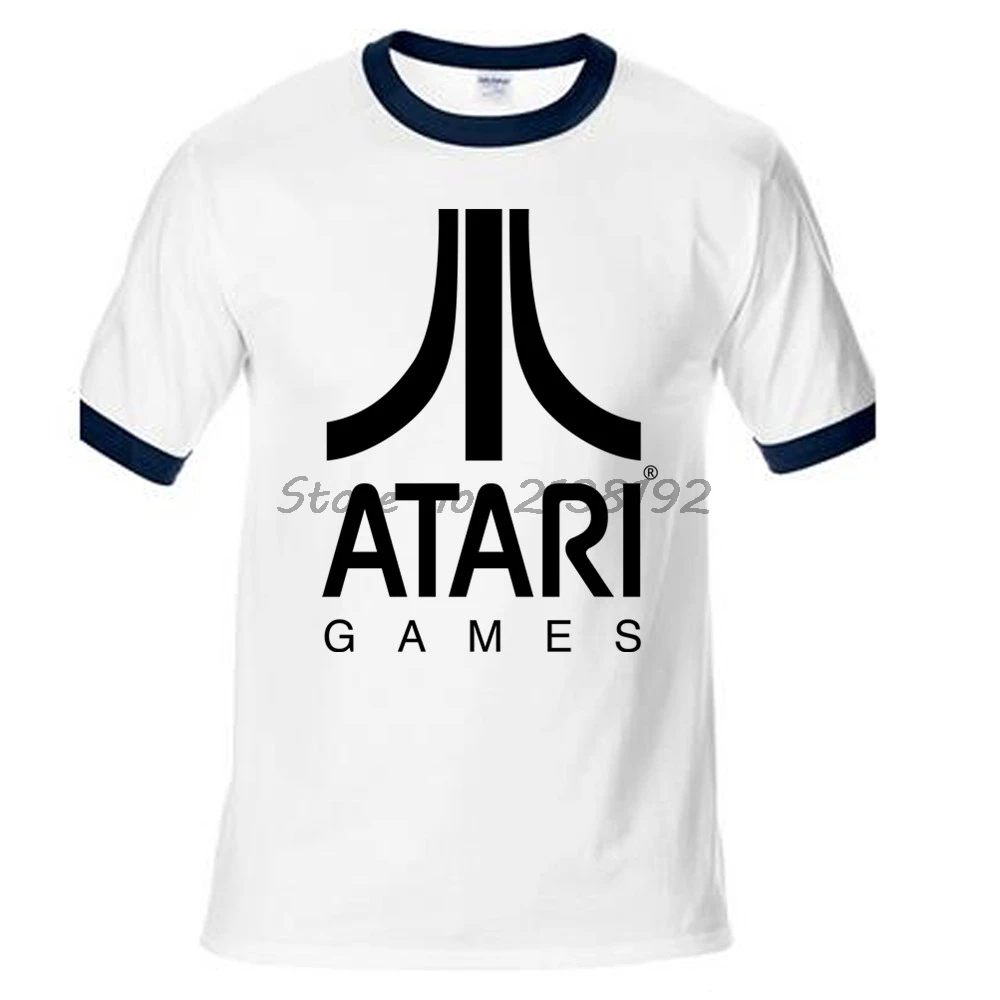 WHITE WITH NAVY ATARI мужская футболка мужская Футболка с рукавами реглан брендовая летняя модная мужские топы футболки подарок - Color: WHITE WITH NAVY