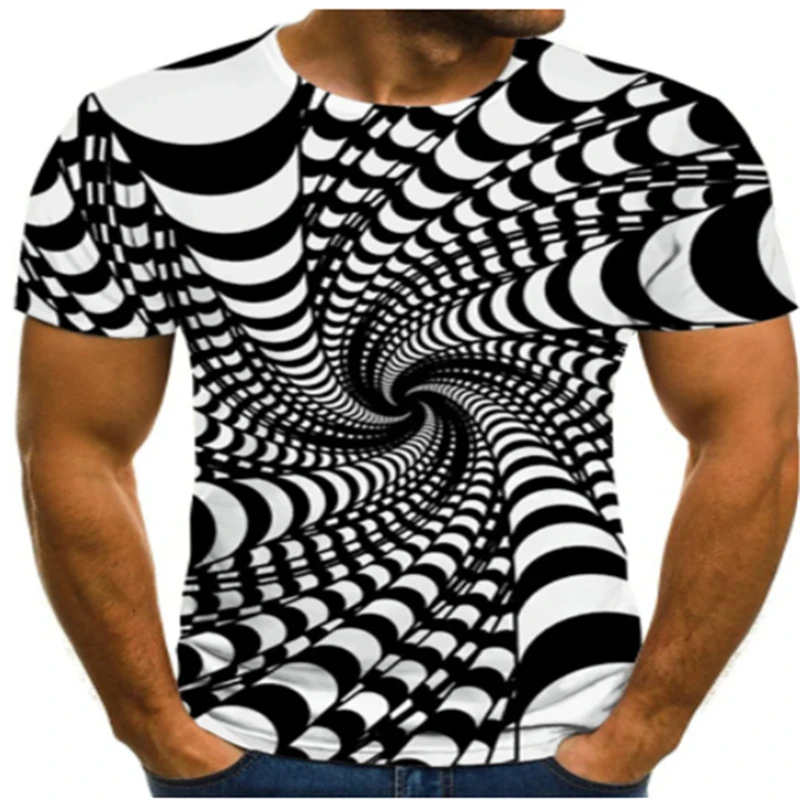 

Новинка лета 2021, 3D футболка, Мужская крутая дышащая 3D футболка с коротким рукавом, черная самая популярная модная спортивная дышащая футбол...