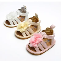 baby girl summer sandals pu anti slip rubber sole lace flower princess crib newborn first walker shoes flat light weight