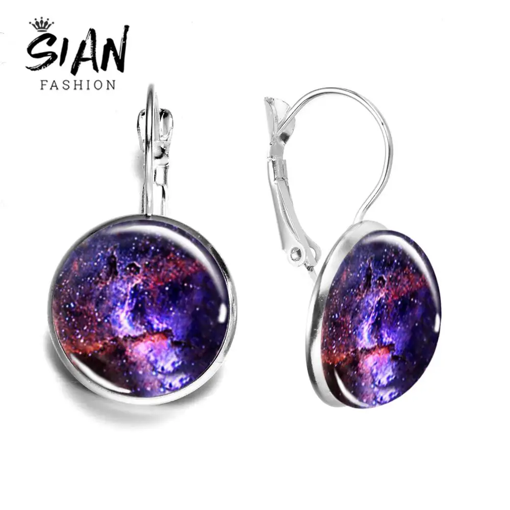 Сережки со стеклянным куполом и изображением планеты земли | Украшения