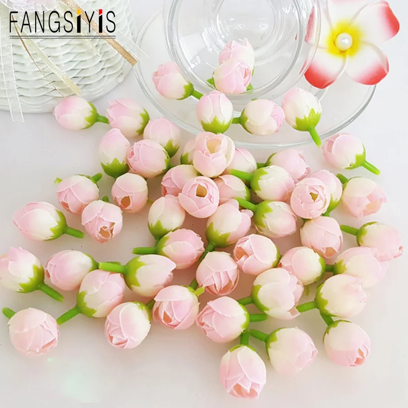 

100pcs rayon rose bud wedding party site layout flower wall production supporting materials wrist flower production
