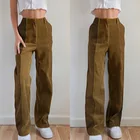 Bold оттенок 90s Инди уличная вельветовые брюки Y2K E-девочка брюки осень-зима штаны с высокой посадкой Harajuku прямые брюки для девочек