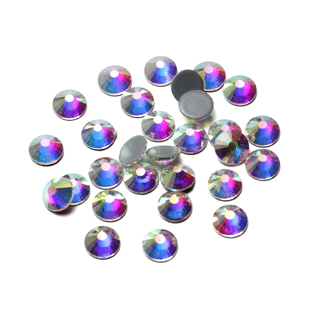 Блестящие прозрачные стразы AB Хрустальное стекло с плоской задней стороной