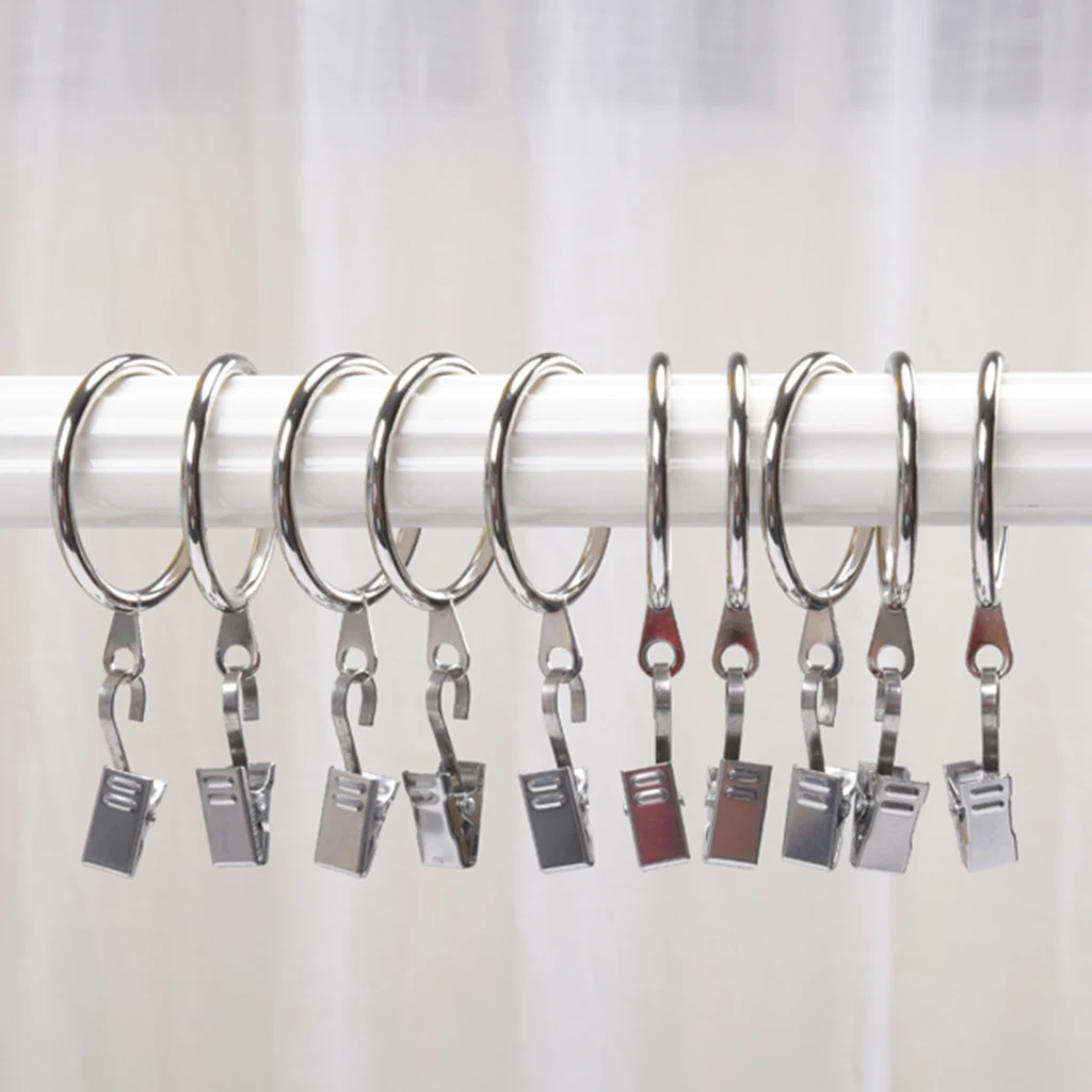 Упаковка из 10 гладкие металлические кольца для занавесок стержень оконный шток