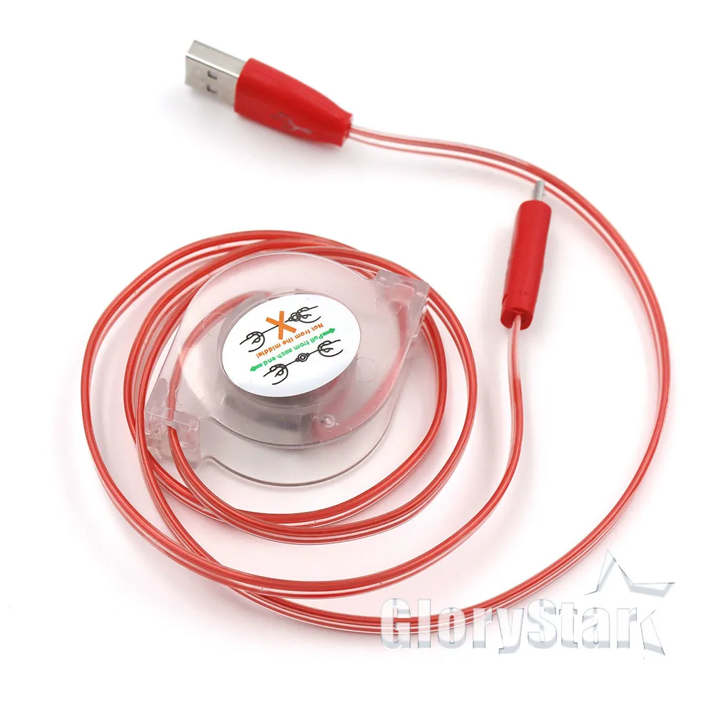 New USB Cable Charger Data Sync Cord For SONY HTC Android phone Line Retractable LED Light Durable Micro | Электроника
