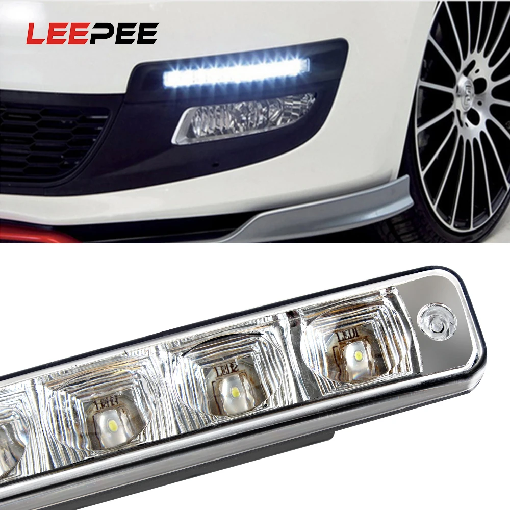 

LEEPEE DRL Противотуманные внешнее освещение супер яркий Водонепроницаемый универсальный дневной свет стайлинга автомобилей 5 светодиодов авт...