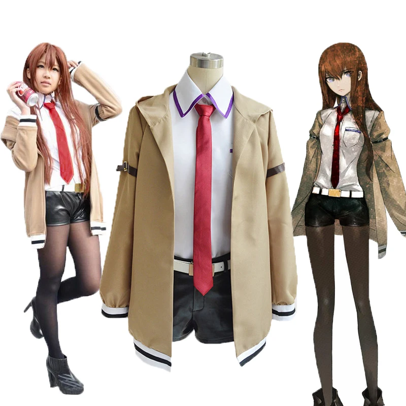 

Костюм для косплея Steins Gate из японского аниме, костюм для косплея макизе курису, куртка, пальто, костюмы, Униформа, полный комплект