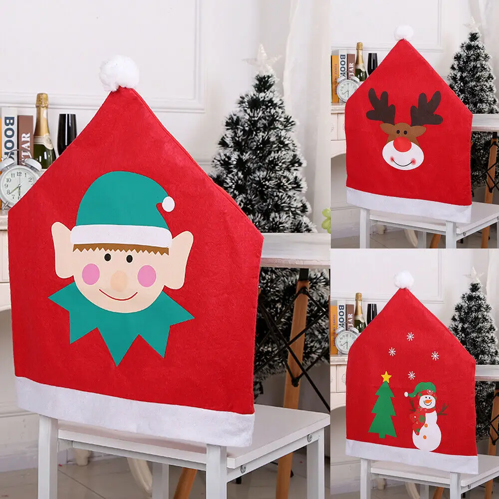 1Pc Christmas Red Festive Chair Covers Fabric Tablecloth Runner Decoration Xmas Dinner Party Santa Gift | Дом и сад