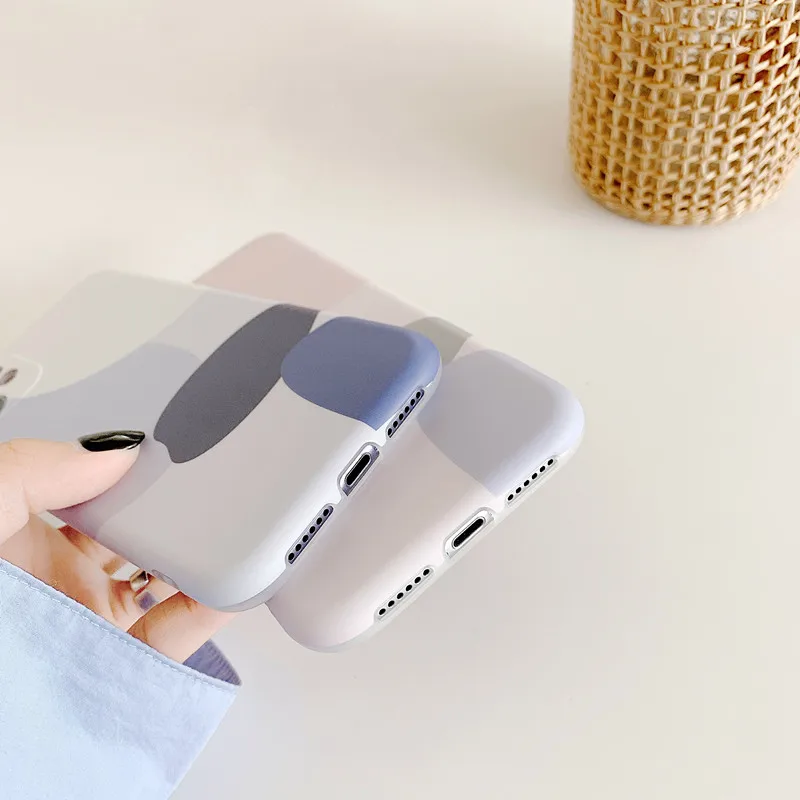 

Color Matching Abstract Oil Painting Mobile Phone Case For iPhone 11 Pro XS Max XR 7 8 Plus SE20 Soft TPU Lens Protection Cover