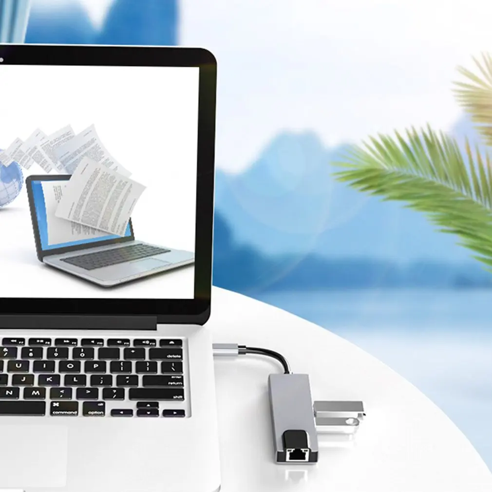 USB концентратор с многопортовым адаптером и зарядным устройством PD 4khdmi