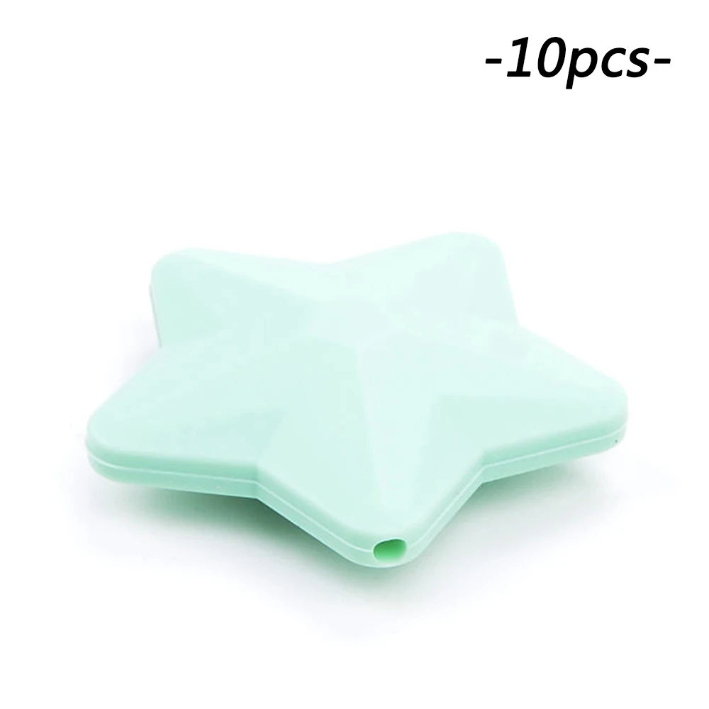 Mint LOFCA 10 шт. силиконовые бусины Мягкие Детские Прорезыватели для зубов Diy ювелирные изделия браслет колье и кулон детский Прорезыватель силиконовая звезда - Цвет: Mint