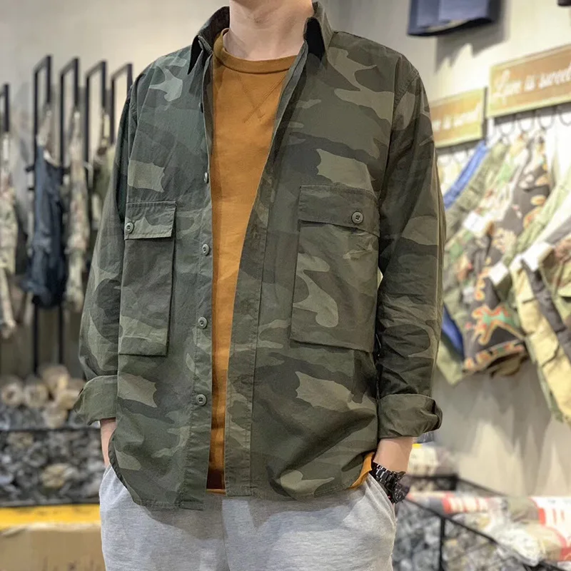 

Spring New Trekking Multi Bag Long Sleeve Shirt Outdoor Camping Tactical Hiking Labor Fishing Casual Workwear Cardigan Thin Coat