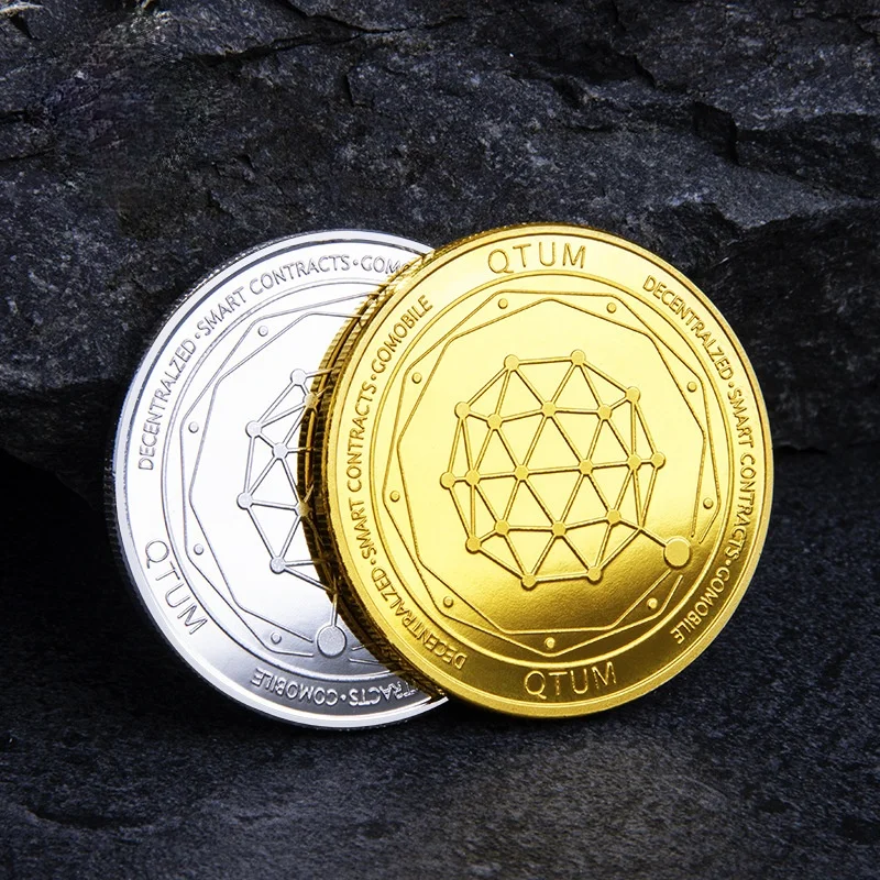 Позолоченная монета QTUM 1 шт. коллекционная Подарочная для криптовалюты