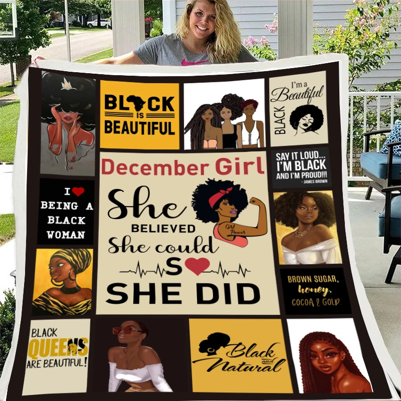 Мягкое черное фланелевое одеяло SOFTBATFY для девушек брошенное на диван-кровать